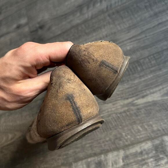 Crazy Vintage Y2K 00s BKE buckle Tweed Plaid Studded Chain Plaid Flats Slip Ons - Picture 7 of 8